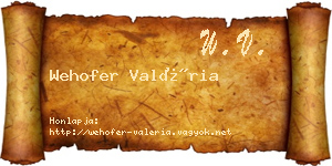 Wehofer Valéria névjegykártya